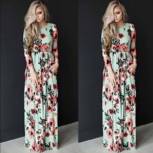 Floral Green Maxi Dress